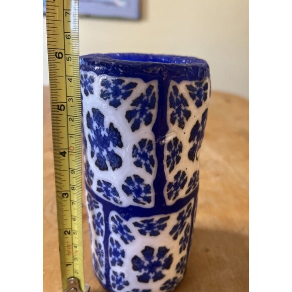 Stonia Creations Inc. 6" Blue&white Candle 70 Hour Burn Time - Picture 6 of 7